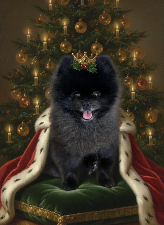 Pomeranian as the Christmas King – pet portrait