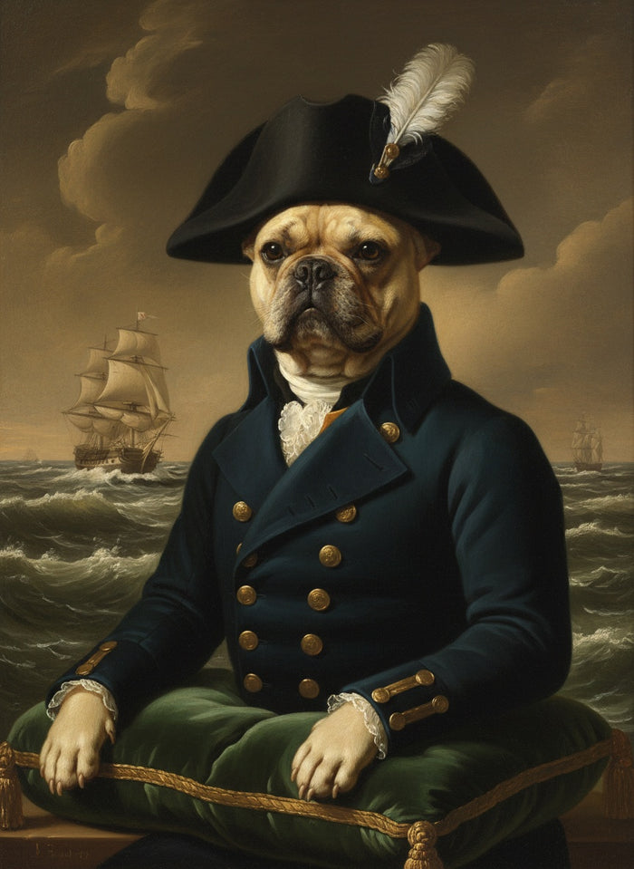 Francuski buldog naslikan kao admiral